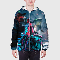 Куртка с капюшоном мужская Cyberpunk, цвет: 3D-белый — фото 2