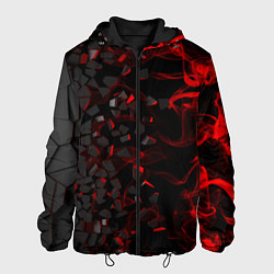 Куртка с капюшоном мужская 3Д Разлом 3D Плиты и огонь, цвет: 3D-черный