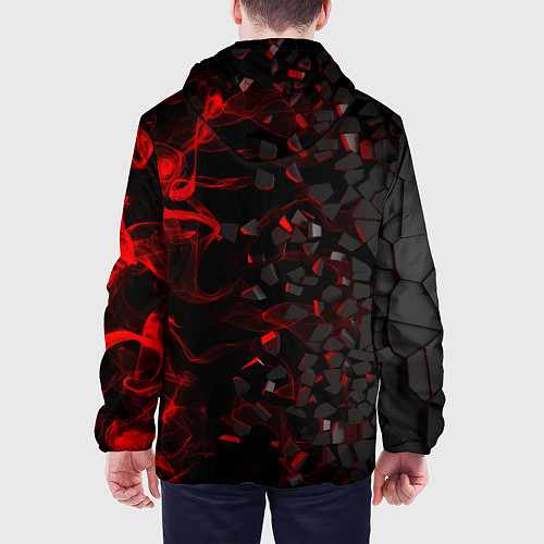 Мужская куртка 3Д Разлом 3D Плиты и огонь / 3D-Черный – фото 4