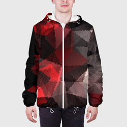 Куртка с капюшоном мужская Серо-красная абстракция, цвет: 3D-белый — фото 2