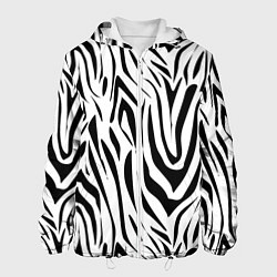 Куртка с капюшоном мужская Черно-белая зебра, цвет: 3D-белый