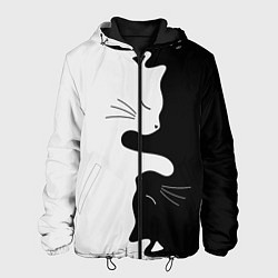 Куртка с капюшоном мужская Коты инь янь, цвет: 3D-черный