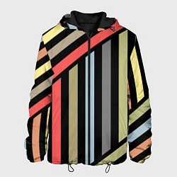 Куртка с капюшоном мужская Абстрактный полосатый узор, цвет: 3D-черный