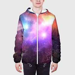 Куртка с капюшоном мужская Космос, сияние и звезды, цвет: 3D-белый — фото 2