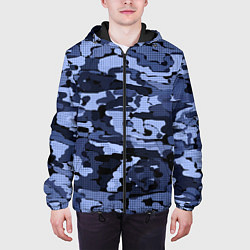 Куртка с капюшоном мужская Синий камуфляж в клетку, цвет: 3D-черный — фото 2