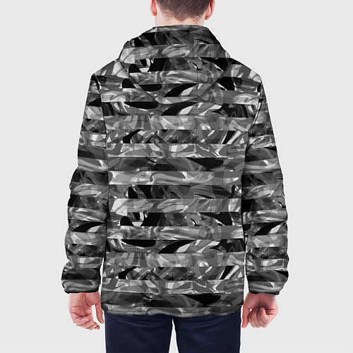Мужская куртка Черно -белый полосатый узор / 3D-Черный – фото 4