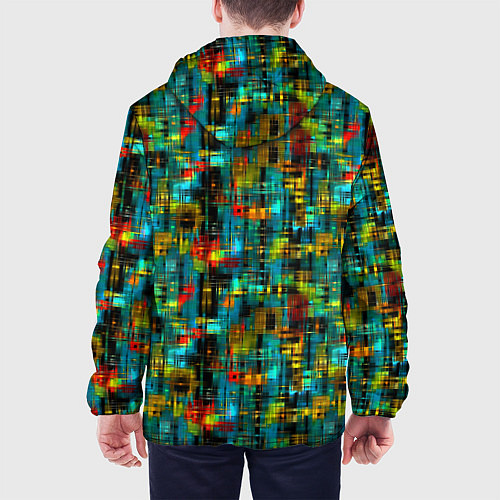 Мужская куртка Разноцветные штрихи на бирюзе / 3D-Черный – фото 4