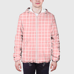Куртка с капюшоном мужская Клетка волнистая, цвет: 3D-белый — фото 2
