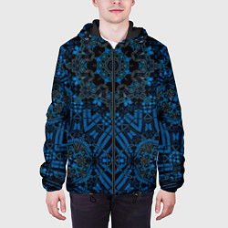 Куртка с капюшоном мужская Черно-синяя мандала, цвет: 3D-черный — фото 2