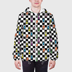 Куртка с капюшоном мужская Яркая шахматная доска, цвет: 3D-белый — фото 2