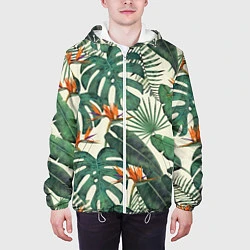 Куртка с капюшоном мужская Тропический паттерн, цвет: 3D-белый — фото 2
