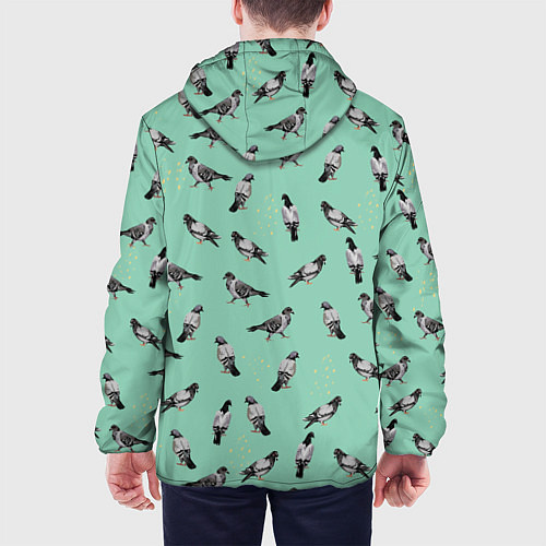 Мужская куртка Голуби на зеленом / 3D-Черный – фото 4