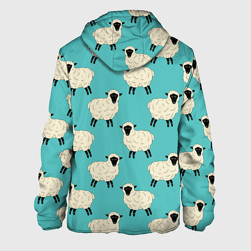 Мужская куртка Овечки паттерн на бирюзовом / 3D-Черный – фото 2