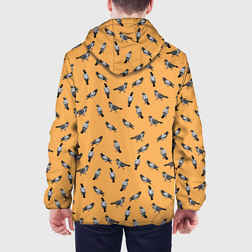 Мужская куртка Голуби паттерн на желтом / 3D-Черный – фото 4