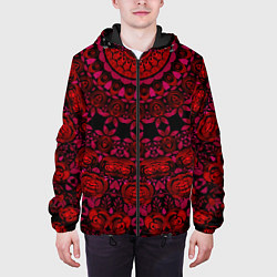 Куртка с капюшоном мужская Акварельный калейдоскоп, цвет: 3D-черный — фото 2