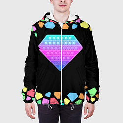 Куртка с капюшоном мужская POP IT DIAMOND, цвет: 3D-белый — фото 2