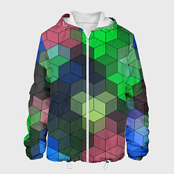Куртка с капюшоном мужская Разноцветный геометрический уз, цвет: 3D-белый