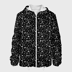 Куртка с капюшоном мужская Черно-белый спортивный узор, цвет: 3D-белый