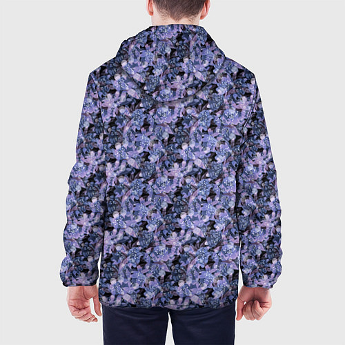 Мужская куртка Сине-фиолетовый цветочный узор / 3D-Черный – фото 4