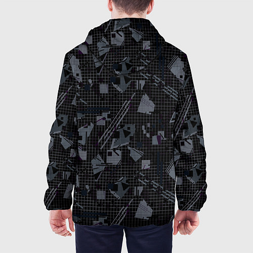 Мужская куртка Темный серый узор мемфис / 3D-Черный – фото 4
