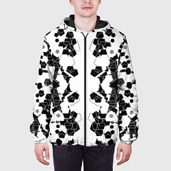 Куртка с капюшоном мужская Пятиугольники абстракция, цвет: 3D-черный — фото 2