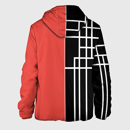 Мужская куртка Черный и коралловый арт деко / 3D-Белый – фото 2