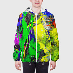 Куртка с капюшоном мужская Брызги красок Grunge Paints, цвет: 3D-белый — фото 2
