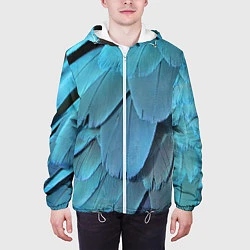 Куртка с капюшоном мужская Перья попугая, цвет: 3D-белый — фото 2
