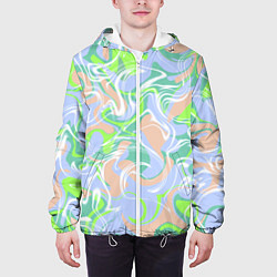 Куртка с капюшоном мужская Разноцветные разводы красок, цвет: 3D-белый — фото 2