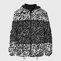 Куртка с капюшоном мужская Абстрактный черно-белый узор, цвет: 3D-черный
