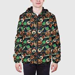 Куртка с капюшоном мужская Счастливого Хэллоуина, цвет: 3D-черный — фото 2