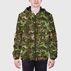 Куртка с капюшоном мужская Лоси в дубовом лесу, цвет: 3D-черный — фото 2