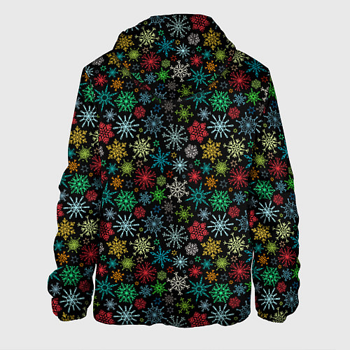Мужская куртка Разноцветные Снежинки / 3D-Черный – фото 2