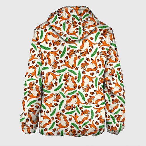 Мужская куртка Тигрята, еловые ветки и желуди / 3D-Черный – фото 2