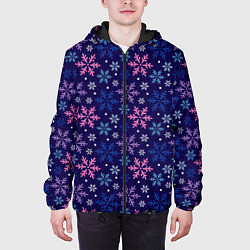 Куртка с капюшоном мужская Ночные Снежинки, цвет: 3D-черный — фото 2
