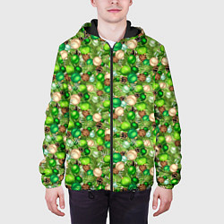 Куртка с капюшоном мужская Новогодние Игрушки украшения, цвет: 3D-черный — фото 2