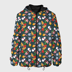 Куртка с капюшоном мужская Игрушки Ёлочные, цвет: 3D-черный