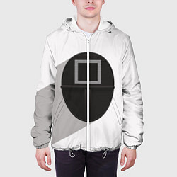 Куртка с капюшоном мужская Игра в кальмара: Маска квадрат, цвет: 3D-белый — фото 2