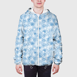 Куртка с капюшоном мужская Морозное Снежное Утро, цвет: 3D-белый — фото 2
