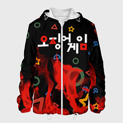 Куртка с капюшоном мужская Игра в кальмара пламя, цвет: 3D-белый