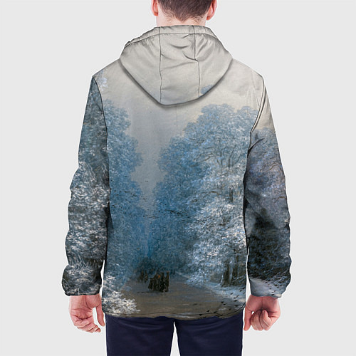 Мужская куртка Зимний пейзаж картина маслом / 3D-Черный – фото 4