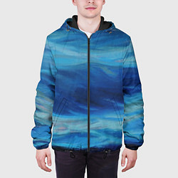 Куртка с капюшоном мужская Акварельное море, цвет: 3D-черный — фото 2