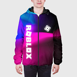 Куртка с капюшоном мужская Роблокс лого х эмблема, цвет: 3D-черный — фото 2