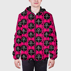 Куртка с капюшоном мужская Игра в кальмара: Охранники, цвет: 3D-черный — фото 2