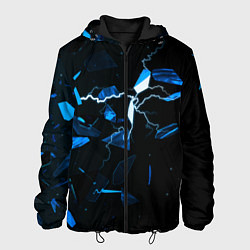 Куртка с капюшоном мужская Осколки стекла и молния, цвет: 3D-черный