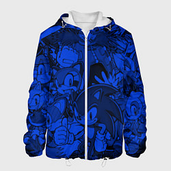 Куртка с капюшоном мужская SONIC BLUE PATTERN СИНИЙ ЁЖ, цвет: 3D-белый