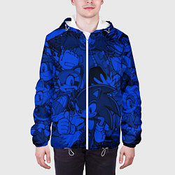 Куртка с капюшоном мужская SONIC BLUE PATTERN СИНИЙ ЁЖ, цвет: 3D-белый — фото 2