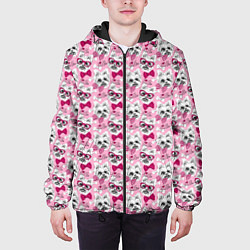 Куртка с капюшоном мужская Йоркширский Терьер на Розовом Фоне, цвет: 3D-черный — фото 2