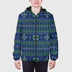 Куртка с капюшоном мужская Узорный свитер, цвет: 3D-черный — фото 2