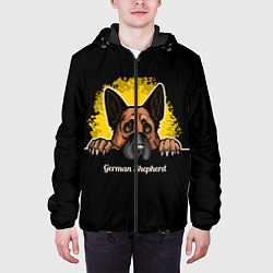 Куртка с капюшоном мужская Немецкая Овчарка German Shepherd, цвет: 3D-черный — фото 2